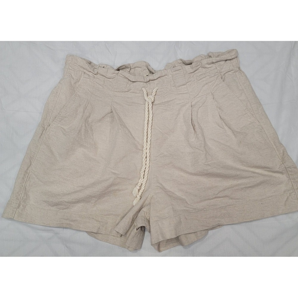 Madewell Shorts Womens XL Linen Cotton Blend Beige High Rise Pleated Inseam 3" - Picture 2 of 9